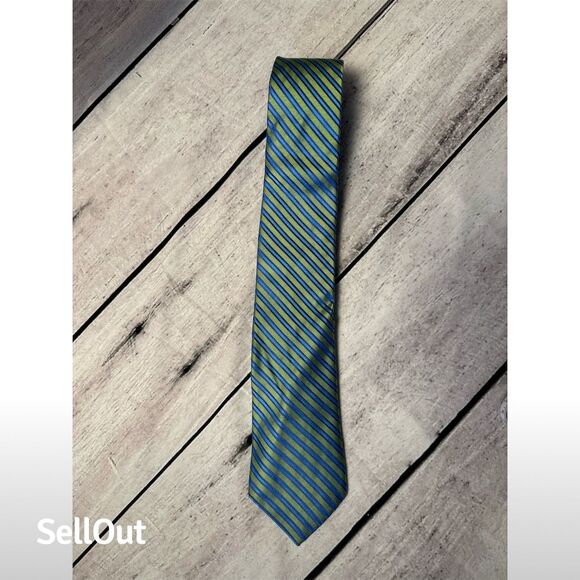 Ted Baker London Men's Blue Striped Silk Necktie - Picture 5 of 5